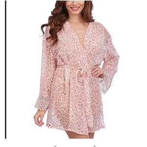 DREAMGIRL PINK LEOPARD PRINT CHIFFON ROBE 11812